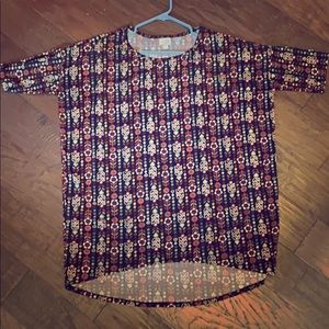 LuLaRoe Irma Tunic Shirt Large Black red white